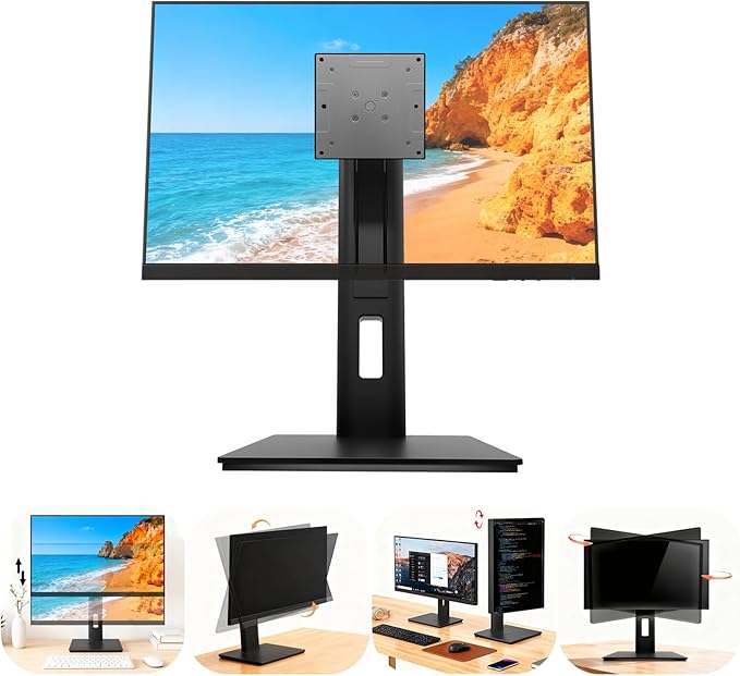 2026 Version Ergonomic VESA Monitor Stand, 150mm Spring Height adjustment, Tool-Free Base, Swivel, Tilt & Rotation, for 15??2" Monitors, 5.07??.95 lb, 100x100mm Vesa Mount (5.07~5.95LB)