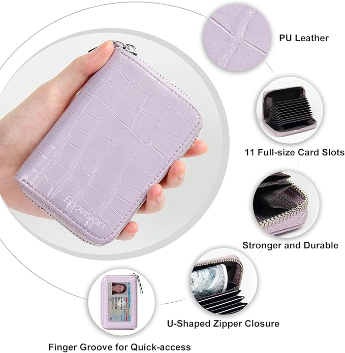 EcoVision Credit Card Holder RFID Card Case Wallet, Small Accordion Zipper Card Case Holder, Card Organizer Case for Women Men