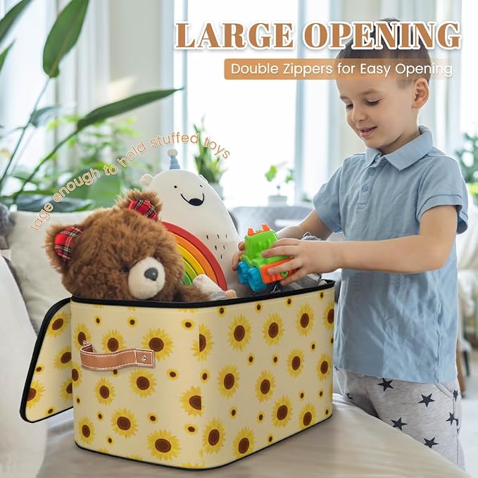 Flower Storage Basket for Bedroom Kitchen Bathroom Storage Bins with Lids Collapsible Toy Cube Storage Organizer for Kid Teen Women Men