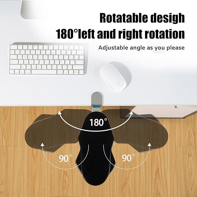 Computer Arm Rest for Desk, 180° Adjustable Rotating Desk Extender Tray, 90° Foldable Elbow Arm Support, Ergonomic Desk Arm Wrist Rest Shelf for Home and Office