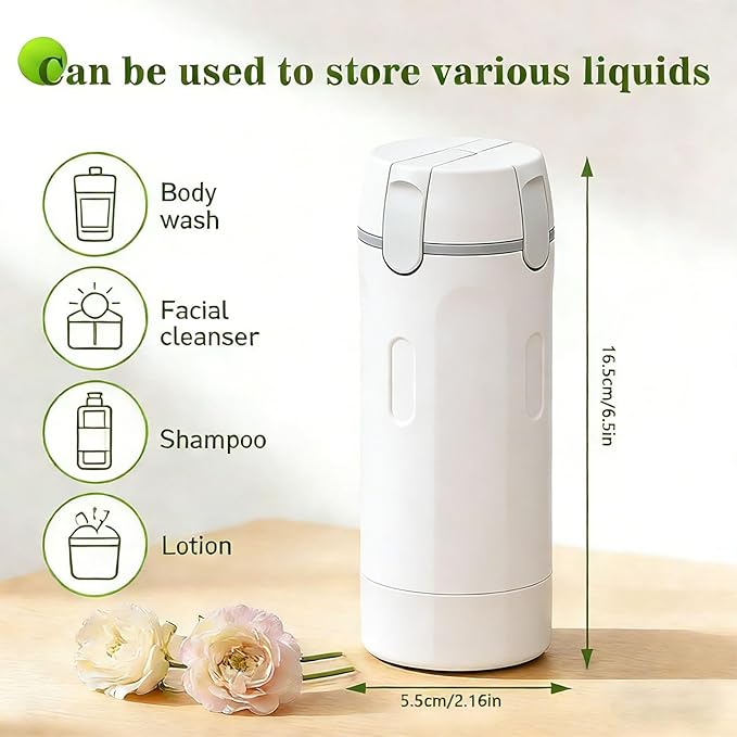 4 in 1 Travel Dispenser Bottle Leakproof Refillable Travel Bottles for Toiletries Portable Travel Size Containers for Shampoo Lotion Cosmetics Travel Essentials for Women Men (White)