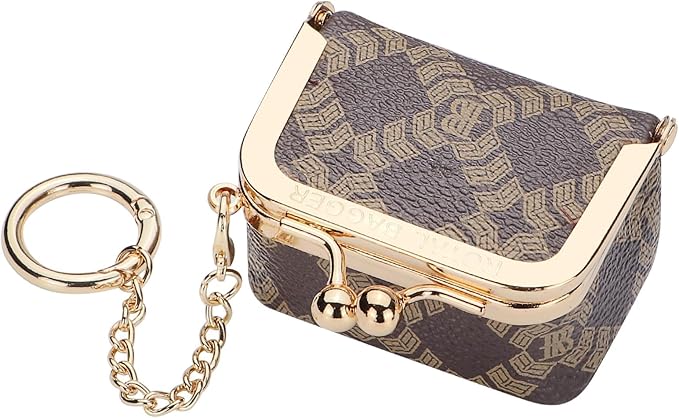 Royal Bagger Genuine Cow Leather Mini Jewelry Box Women's Coin Purse Solid Color Kiss Lock Change Pouch Casual Style Small Storage Bag for Women 1894 (Dark Blue 6894)