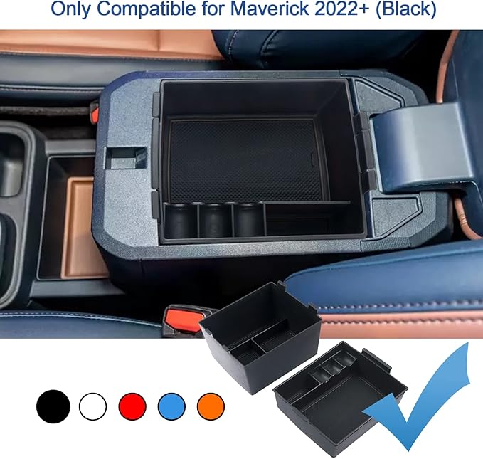 Double Layer, 2022-2025 Maverick Center Console Organizer for Ford Maverick (XL/XLT/Lariat/Tremor/Lobo), Durable ABS Plastic 2024 Maverick Console Tray 2025 Maverick Hybrid Accessories (Black)