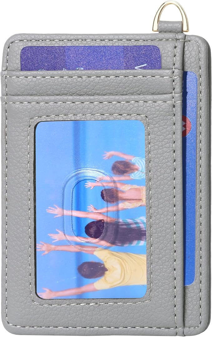 Badiya Credit Card Holder Slim Minimalist Wallet, Front Pocket Purse RFID Blocking Wallet Compact Card Case with ID Window for Women & Men