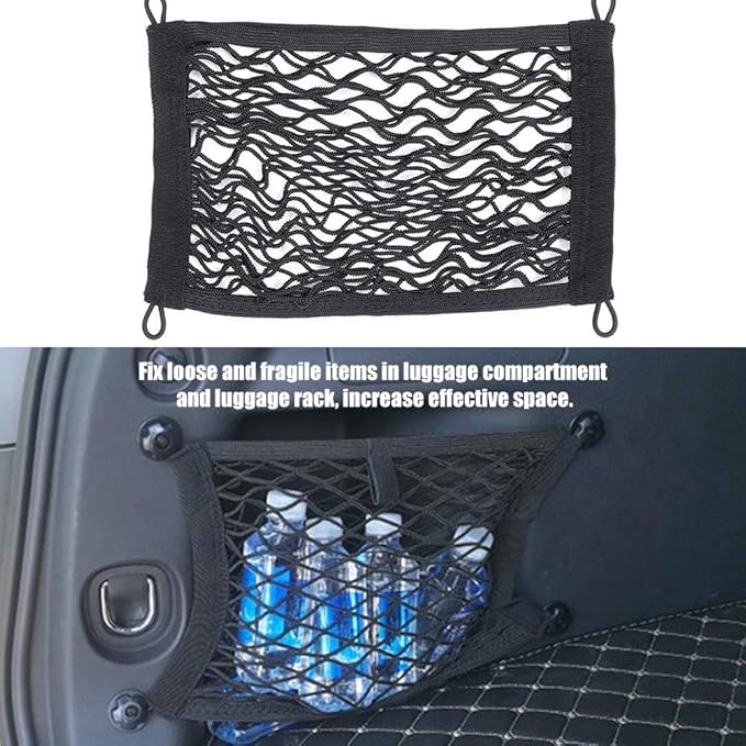 for Universal Elastic mesh net Trunk Bag Car Elastic Netting Carrier Car Trunk Side Cargo Luggage Elastic Storage Net Mesh Pocket Organizer(45 * 25cm)