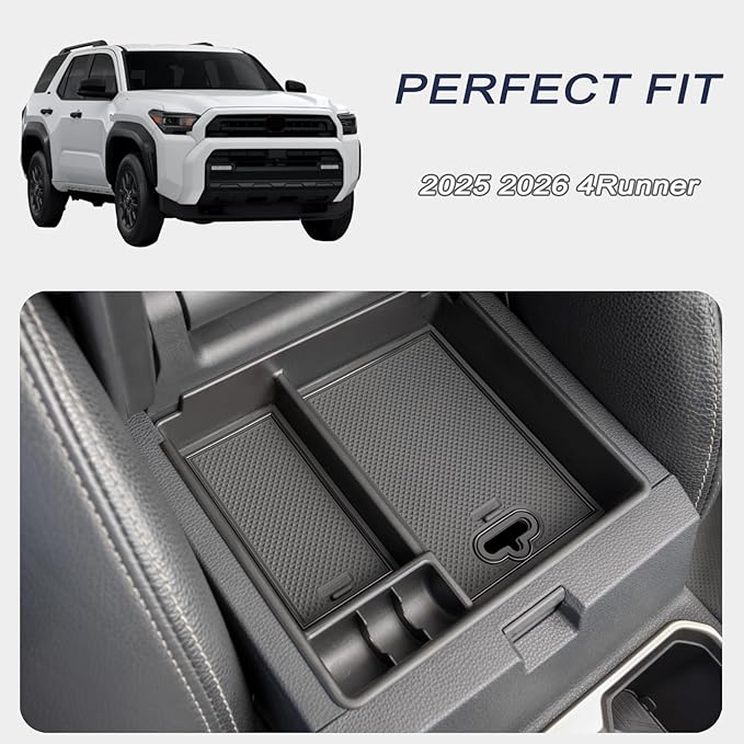 JKCOVER Center Console Organizer Tray Compatible with 2025 2026 Toyota 4Runner Accessories Insert Armrest Box Secondary Storage ABS Material