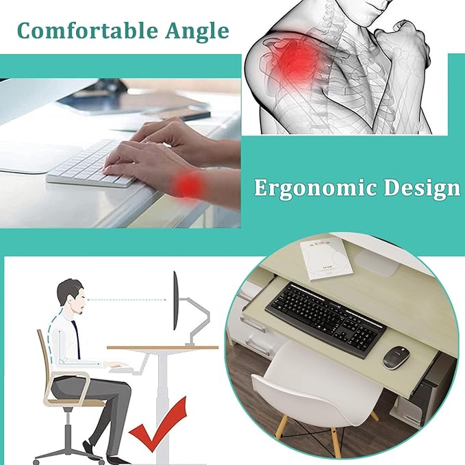 Under Desk Keyboard Tray Slide Out Height Adjustable 21/24/27x 10 Inch Pull Out Platform Computer Drawer Suitable for Office(E,70x27cm)