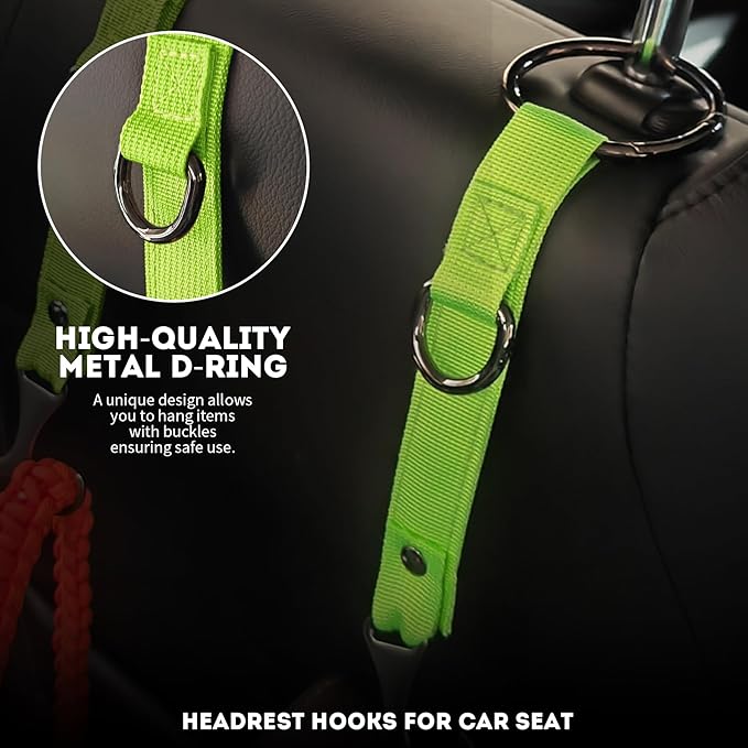 IronSeals 4 Pack Headrest Hooks for Car Seat, Heavy Duty Metal Utility Seat Hooks for Car Seat Organizer, Car Clips for Hanging Bag, Purse