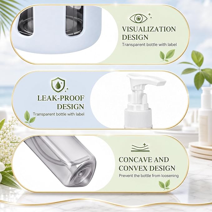 5 Pack 4 in 1 Travel Bottles Set Bulk, Leak Proof Travel Containers for Toiletries with Spray Bottle, Lotion Bottle and Flip Cap Bottles, Portable TSA Approved Trip Accessories