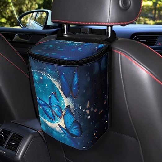 Skeleton Roses Pattern Car Trash Bin Collapsible Car Organizers and Storage for Front Seat Multipurpose Trash Bag Automotive Garbage Can Car Accessories Interior Car Organizer