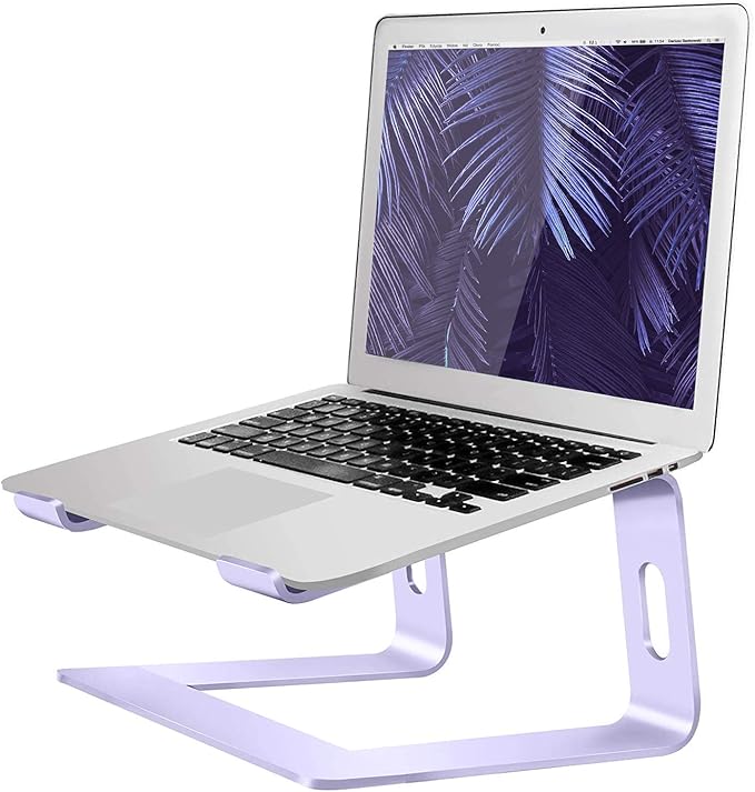 Orionstar Ergonomic Laptop Stand, Premium 5mm Aluminum Riser for 10-15.6 Inch Notebook Computer, Tool-Free Detachable Elevator Holder for Desk Office, Sturdy Riser for Eye-Level Neck Relief (Purple)
