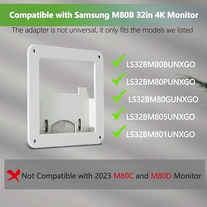 M80B VESA Adapter Compatible with Samsung M8 Series 32in 4K Monitor for 32M80B, 32BM80, LS32BM801，LS32BM80B，LS32BM80G，2022 Model（Not Compatible with 2023 M80C and M80D）