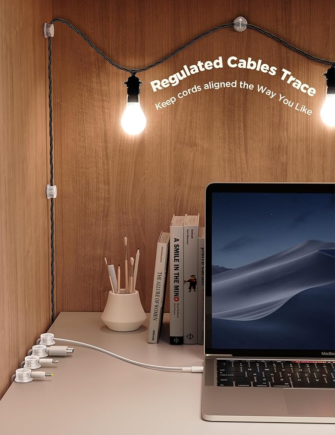 9 Pack Magnetic Cable Clips [Cable Smooth Adjustable] Cord Holder, Under Desk Cable Management, JOYROOM Adhesive Wire Holder Keeper Organizer for Home Office Desk Phone Car Wall Desktop Nightstand