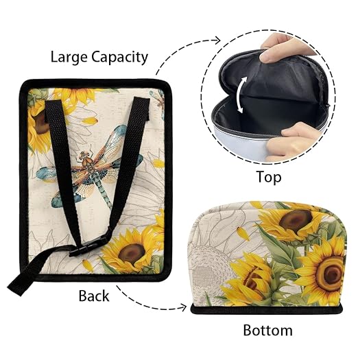 Car Trash Bin Collapsible Cars Organizers and Storage for Front Seat Multipurpose Trash Bag Automotive Garbage Can Cars Accessories Interior Car Organizer, Dragonfly Sunflower