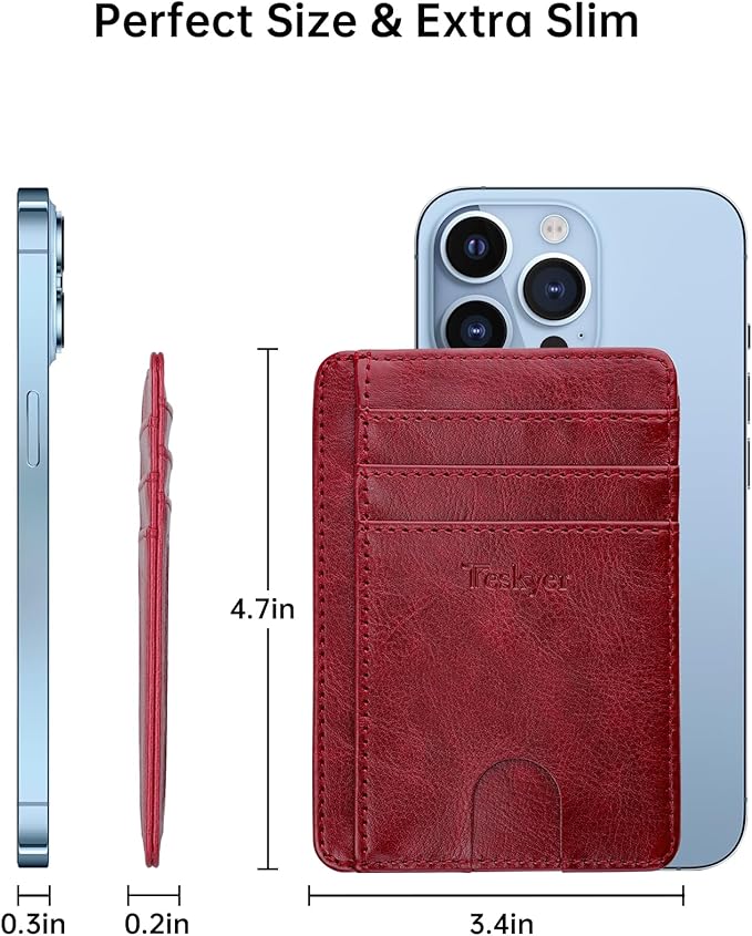 Teskyer Slim Wallet for Men, Minimalist Front Pocket RFID Blocking Leather Wallet Credit Card Holder for Men & Women