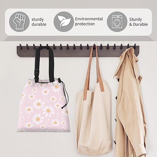 Car Trash Bag Large Hanging Can for Back of Seat, Cute Waterproof Car Garbage Bag for Vehicle, Travelling, Outdoor Cute Pink Daisy