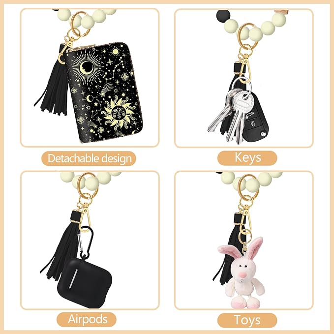 Credit Card Holder RFID Wallet, Small Card Holder Wallet for Women with Keychain Zipper, Funny Leather Print Credit Card Wallets Accordion Gift