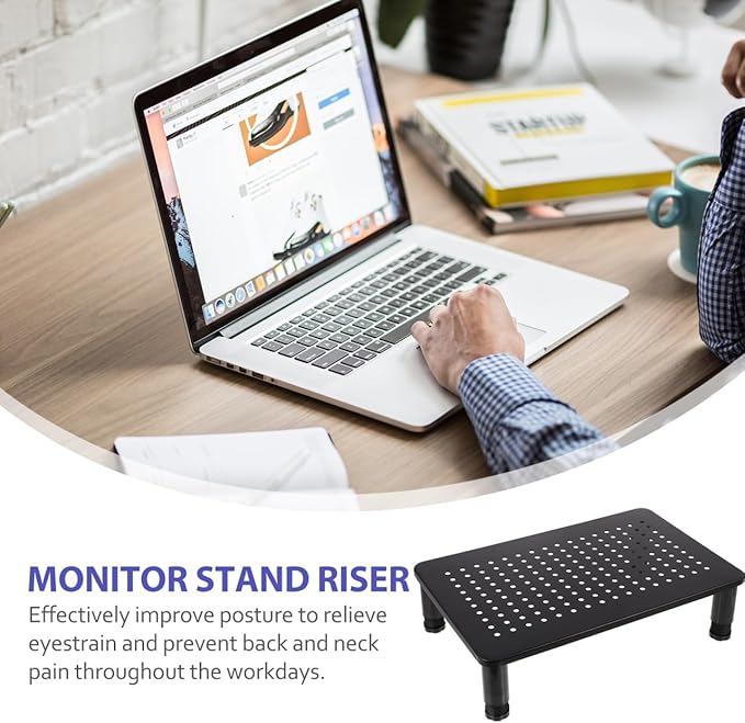 Operitacx Adjustable Monitor Desk Stand Riser with 3-Level Height Settings and Storage Space for Computer Screens up to 22 Lbs Compatible with Pc Gaming Desk Accessories and Dual Monitor Setups