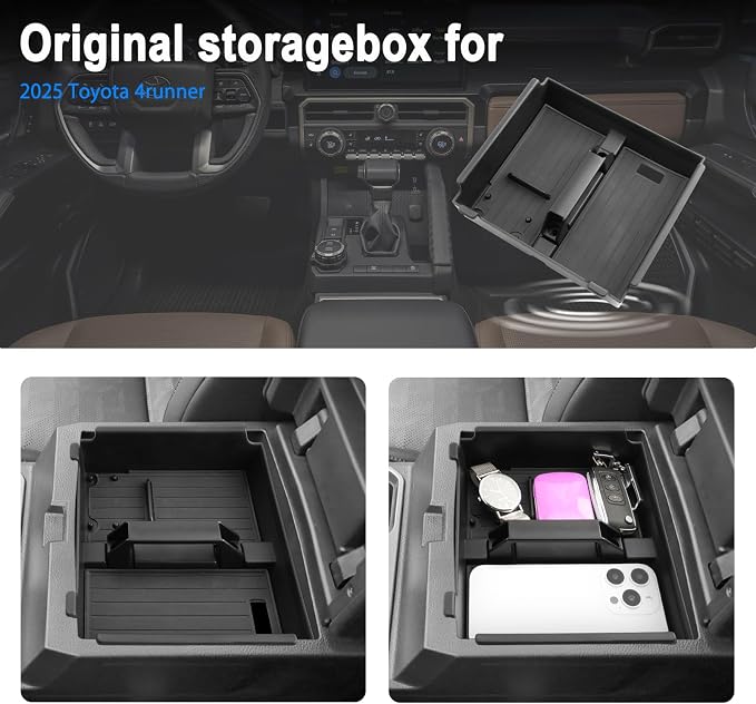 SHAOHAO for 2025 2026 Toyota 4Runner Center Console Organizer for 2025 2026 Toyota 4Runner Accessories (SR5/SR5 Premium/TRD Off-Road/TRD Off-Road Premium/TRD Pro/Trail/Limited) Armrest Storage Box