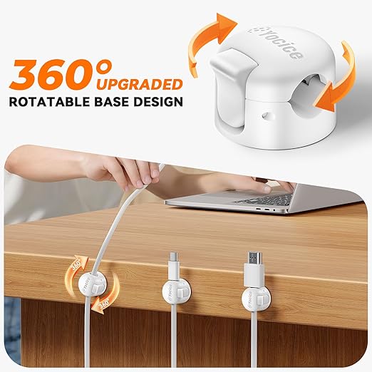12 Pack Spring Cable Clips,Cord Organizer with Clasp Lock Desk Cable Management Cord Holder Adhesive Phone Charger Cord Clips for Home Office Car Wall Nightstand Accessories White