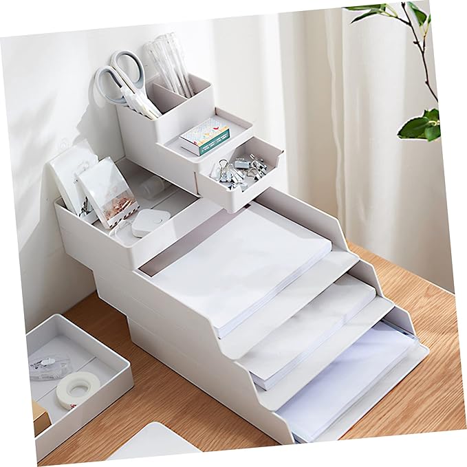 Homoyoyo 1Pc Office Storage Box Drawer Type Desk Organizer for Stationery and Sundries Stackable Storage for Home and Office Minimalist Design