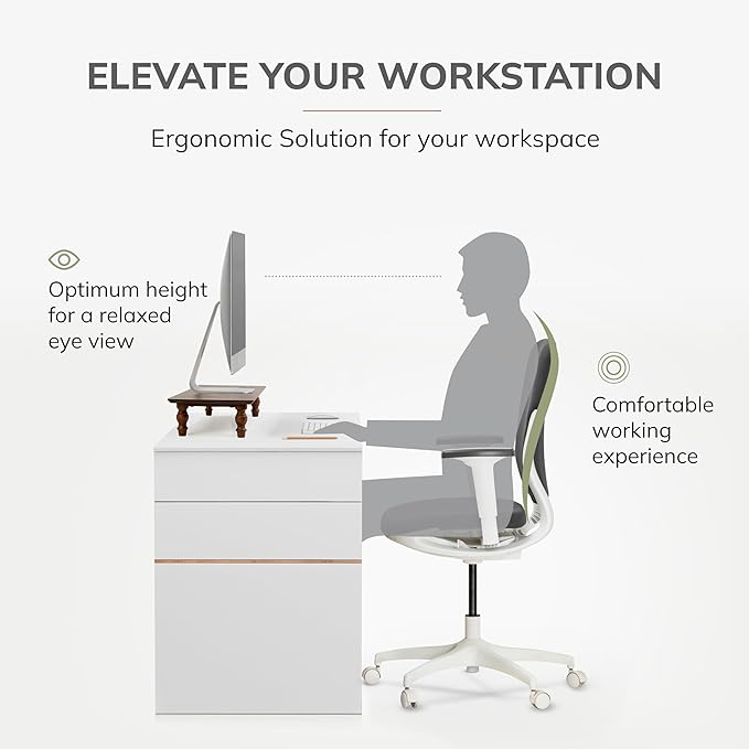 Anji Mountain Monitor Stand - Desktop Organizer & Laptop Riser, Ergonomic Monitor Riser, Space-Saving Monitor Stand for Desk, Durable Construction, Easy Assembly, Ideal for Home & Office,Walnut