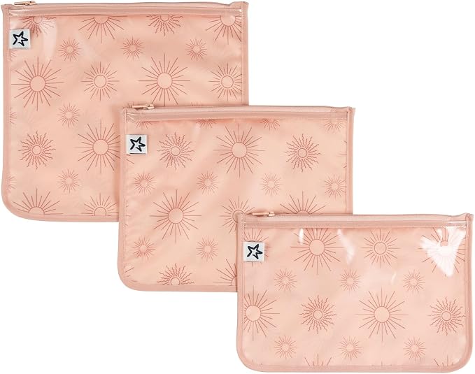 Tiny Twinkle Diaper Bag Organizing Pouches|3 Pack Mess-Proof Clear Front Travel Organizer Bags&TSA Approved Toiletry Bag Set for Baby and Mom Essentials