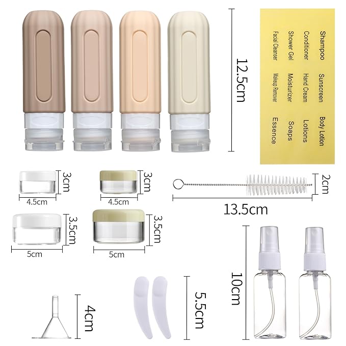 Mrsdry 16 Pack Travel Bottles Set for Toiletries, Leakproof Travel Containers for Toiletries TSA Approved Silicone Travel Accessories Squeezable Refillable 3oz for Shampoo Conditioner Lotion