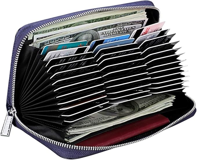 Women 36 Slots RFID Blocking Card Holder Large Long Leather Zipper Organizer Accordion Wallet