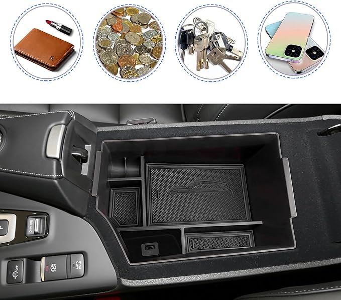 Gah for 2024 Infiniti QX55 QX50 Center Console Armrest Storage Box 2018-2024 QX50 compatible with Infiniti 2022-2024 QX55 Tray Insert Organizer Glove Pallet Accessories (black)