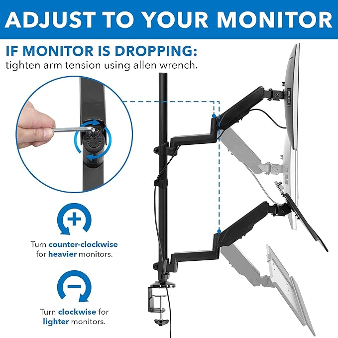 Mount-It! Sit-Stand Monitor Arm Desk Mount with Keyboard Tray, Single Monitor Fits Up to 32”, Height Adjustable Gas Spring, Full Motion Articulating Arm, Clamp or Grommet, Black
