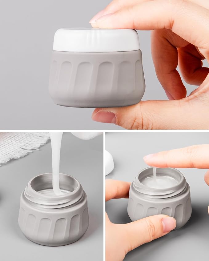 Mrsdry Travel Bottles for Toiletries 8 Pack, TSA Approved Travel Size Containers 3oz, Leak Proof Silicone Squeezable Creams Jars with Clear Travel Bag