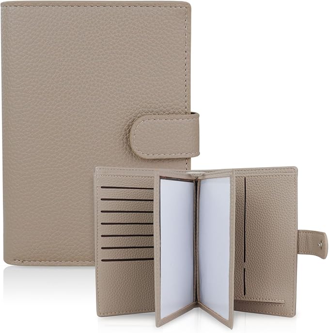 FuninCrea Passport Wallet with 22 Card Slots, Faux Leather Passport Holder for Travel Portable Travel Wallet for Women and Men (Khaki)