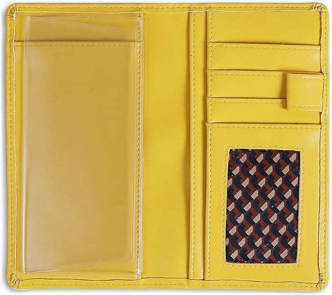 Sanlykate Leather Checkbook Cover for Men and Women, Check Book Case Card Holder with Free Divider, Standard Register Duplicate Checks with pen inserts, Yellow