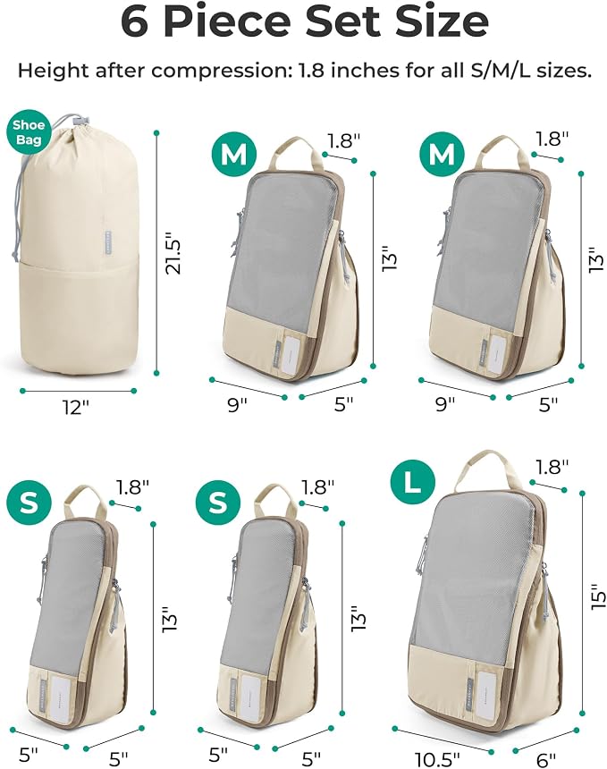 BAGSMART 6 Set /4 Set/2 Set Compression Packing Cubes for Travel, Lightweight Luggage Organizer Bags, Durable Space Saver Bags Travel Essentials