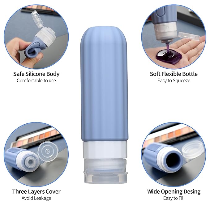 Mrsdry 16 Pack Travel Bottles for Toiletries, Leakproof Travel Containers for Toiletries, TSA Approved Silicone Travel Accessories Squeezable Refillable 3oz for Shampoo Conditioner Lotion