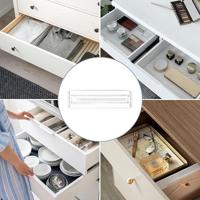 5 Pack Adjustable Drawer Dividers (12.3-18") 6" High Expandable Clear Drawer Dividers for Kitchen, Bedroom & Office Dresser Drawer Organizers for Clothes, Utensils and Baby Nursery Storage
