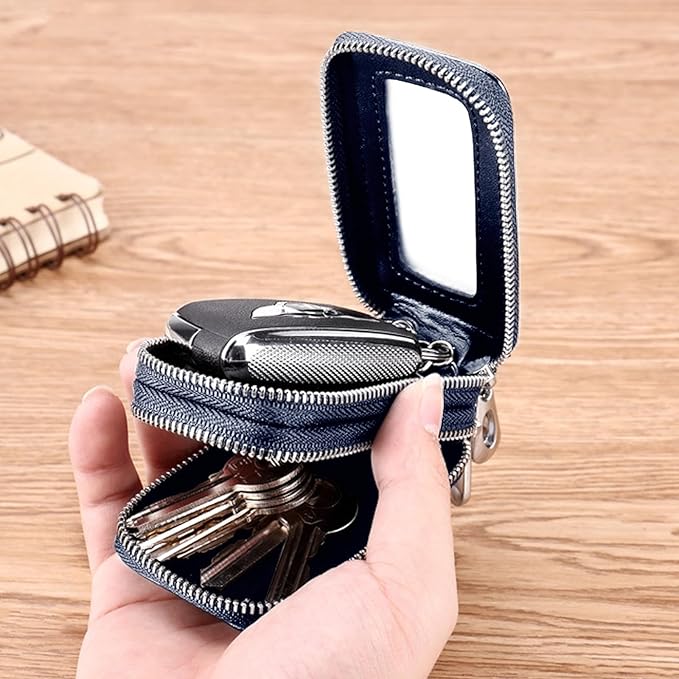 vvag Premium Car Key Fob Case Genuine Leather Car Smart Key fob Holder Car Remote Keychain Bag Universal