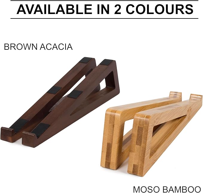 S&A WOODCRAFT Wooden Laptop Stand, Portable Desk Laptop Holder for Tablet with Carry Pouch, Compact Travel Laptop Stand with Protective Silicone Pads, Suitable for Laptops and Tablets