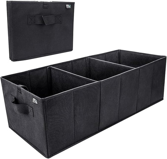 MIU COLOR Trunk Organizer for SUV, Sturdy Car Organizer, Non-Slip Bottom, Folded Storage Organizer for Sedan, Van, Jeep, Grocery, Car Organization for Men, Women, Large 3 Compartments, Classic Blk