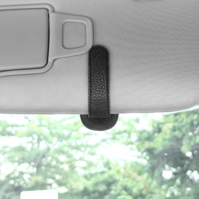 zipelo Sunglasses Holders for Car Sun Visor, Magnetic Leather Vehicle Glasses Hanger Clip for Ticket Card, Auto Interior Eyeglass Organizer Accessories, Universal for SUV Sedan Truck (Black)
