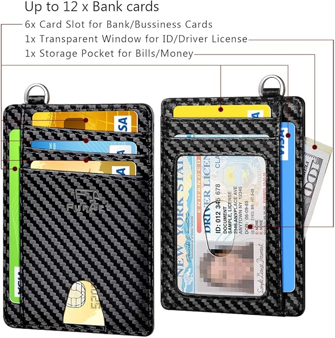 FurArt Slim Minimalist Wallet, Front Pocket Wallets, RFID Blocking, Credit Card Holder for Men