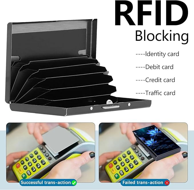 Credit Card Holder, Flower Lotus Design Mini RFID Blocking Aluminum Wallet Slim Metal Hard Case Shell Travel Wallet ID Case Small Credit Cards Case Business Cards for Women Men Girls