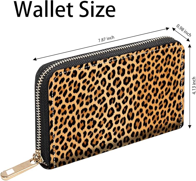 Leopard Print Print Women Large Capacity PU Leather Zip Around Wallet, Multifunctional Clutch Purse for Cash/Card/Coin/Smart Phone