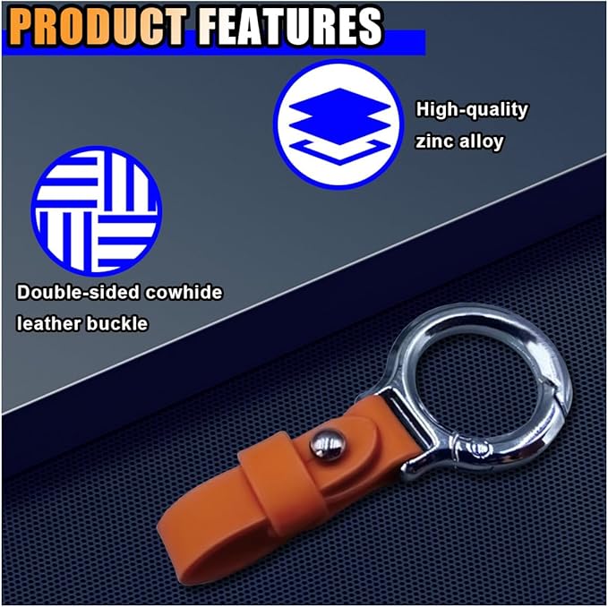 GLSOWEE Carabiner Key Ring Clip, Car Fob Key Keychain Holder Car Keychain Clip for Men Women, Key Ring Belt Holder (Orange)