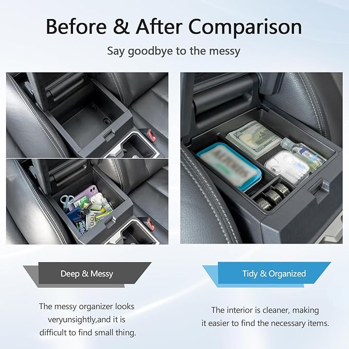 JDMCAR Center Console Organizer Compatible with 2025 2026 Toyota 4Runner Accessories, Insert ABS Materials Tray, Armrest Box Secondary Storage Tray Interior Accessories (Glossy Black Trim)