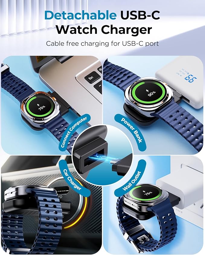 EGV Wireless Charger for Samsung – 3 in 1 Wireless Charging Station for Galaxy S26 Ultra S25 S24, Z Fold Flip 7/6, Detachable Watch Charger for Galaxy Ultra 8/7/6, Foldable, Fast Charging, No Adapter