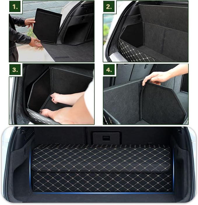 Car Trunk Organizer for Genesis G70 - Custom Fit,Large Space Outdoor Trunk Organizer with Leather,4-Layer Cover,All-Season Use For Genesis G70 2019-2025
