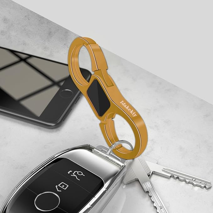 Idakekiy Key Chain Quick Release Spring with 4 Key Rings Heavy Duty Car Keychain Organizer for Men and Women