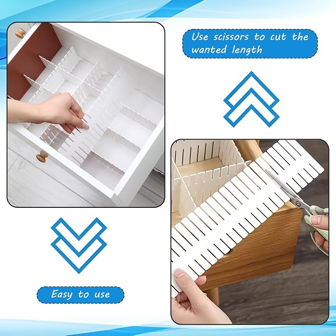 8 White Adjustable Grid Drawer Dividers, Diy Storage Organizer, Used For Organizing Tables And Boxes, Can Be Cut Freely